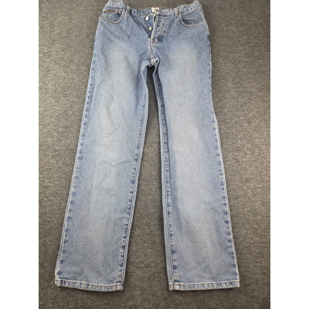 Calvin Klein Jeans Women 11 Blue Straight Leg Button Fly Light Wash Denim 0073